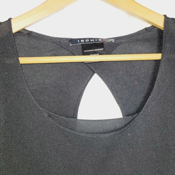 Ischiko Oska Sweater US 8 Black Open Back Tie Lagenlook Asymmetrical Slinky - Picture 5 of 11